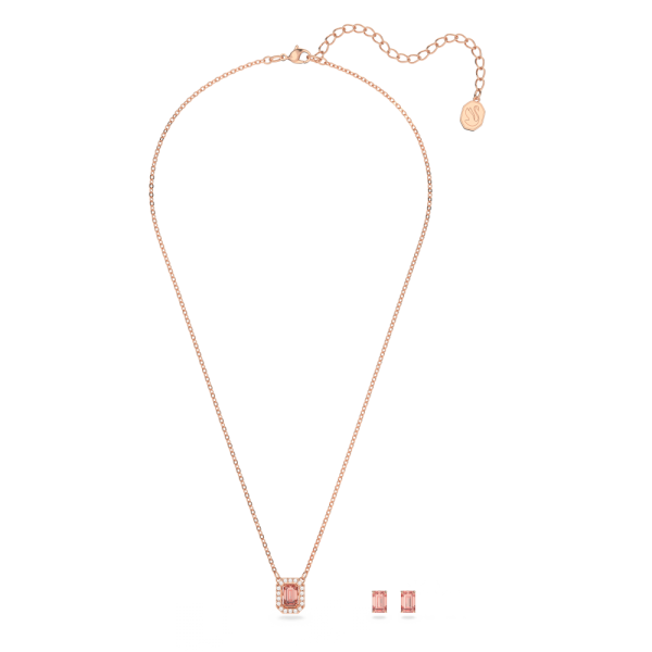 Conjunto Swarovski Millenia Lapidação Octogonal Rosa Lacado a Rosa Dourado