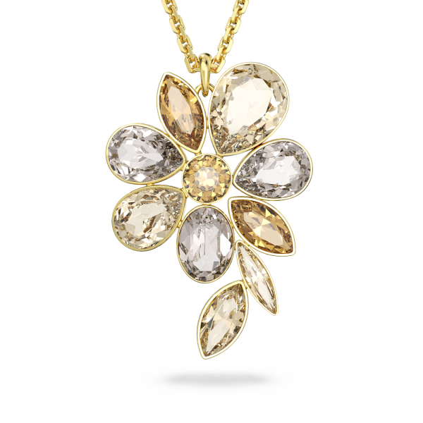 Colar Swarovski Elegance Of Africa Flor Multicor Lacado a Dourado