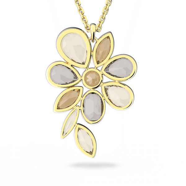 Colar Swarovski Elegance Of Africa Flor Multicor Lacado a Dourado
