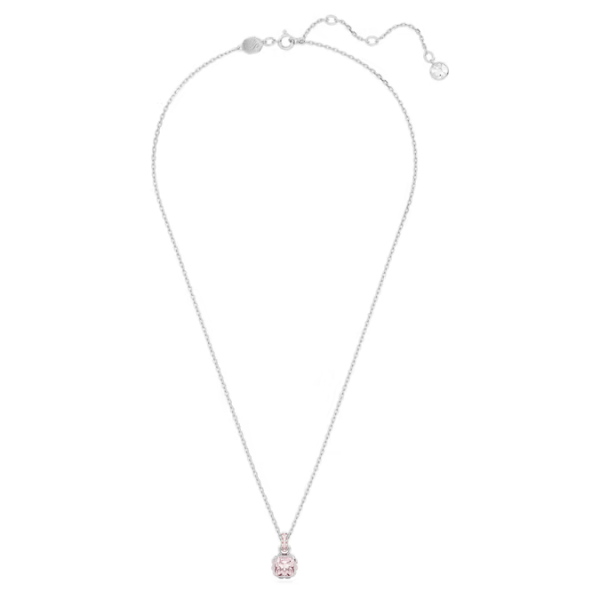 Pingente Swarovski Birthstone Lapidação quadrada Junho Rosa Lacado a ródio