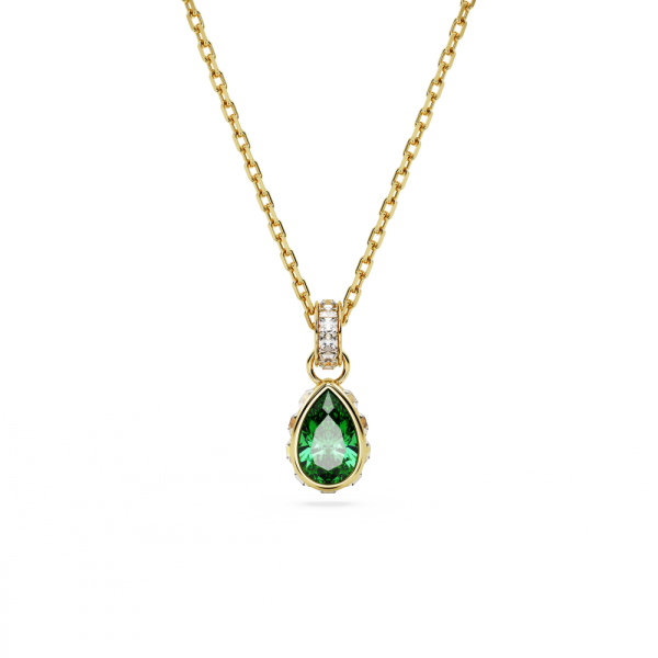 Pingente Swarovski Stilla Lapidação Pera Verde Lacado a Dourado