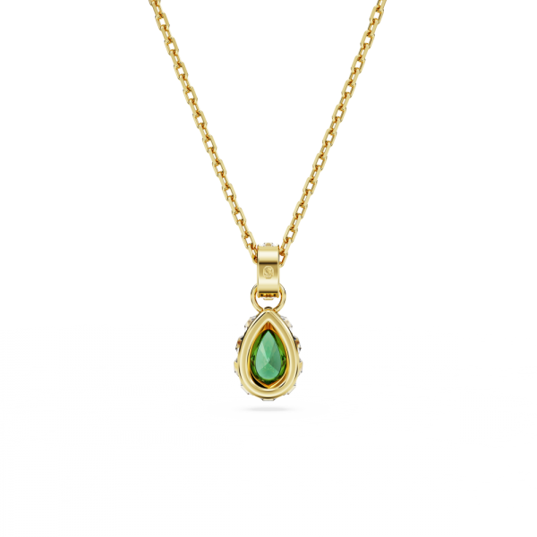 Pingente Swarovski Stilla Lapidação Pera Verde Lacado a Dourado