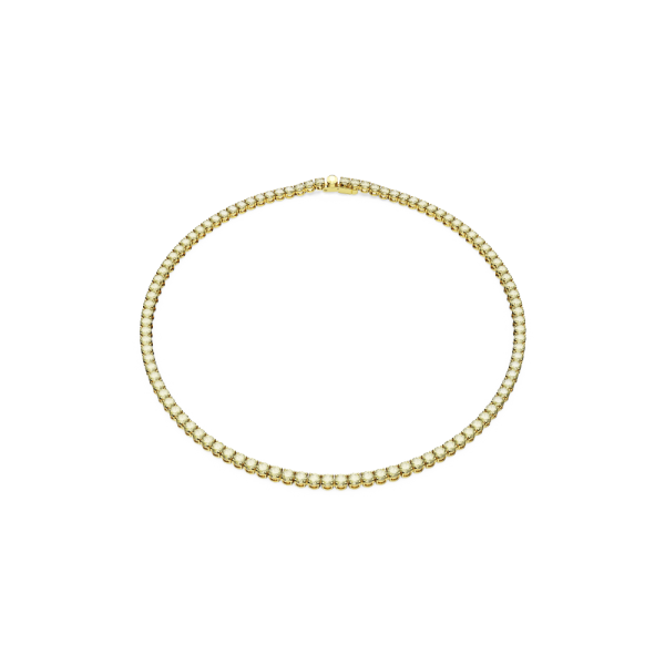 Colar Swarovski Matrix Tennis Lapidação Redonda Pequeno Amarelo Lacado a Dourado