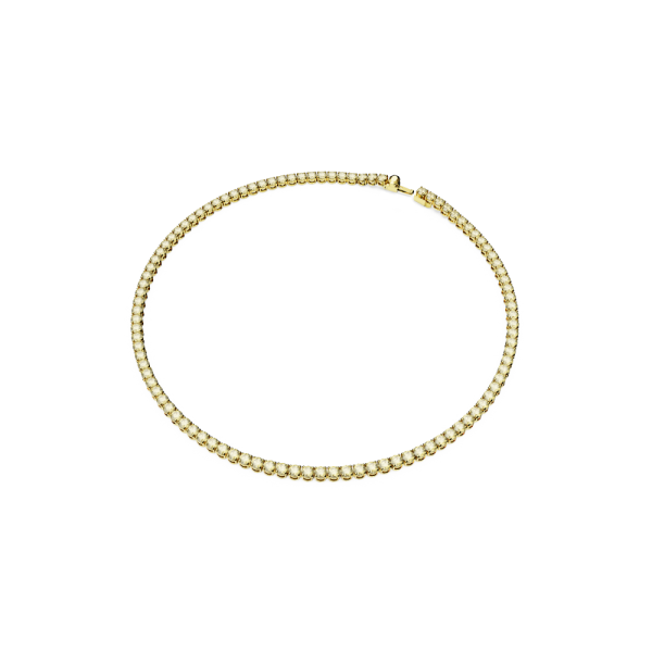 Colar Swarovski Matrix Tennis Lapidação Redonda Pequeno Amarelo Lacado a Dourado