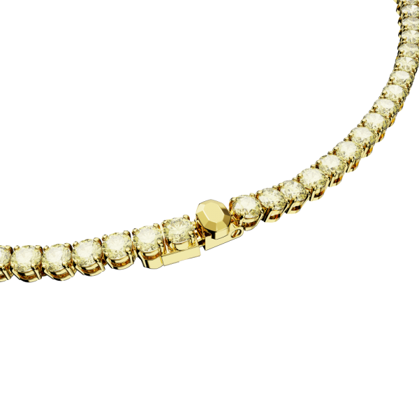 Colar Swarovski Matrix Tennis Lapidação Redonda Pequeno Amarelo Lacado a Dourado