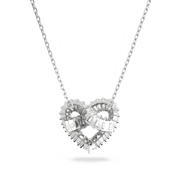 Pingente Swarovski Matrix Combinação de Lapidações Coração Branco Lacado a Ródio