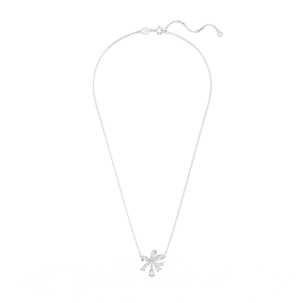 Colar Swarovski Volta Laço Pequeno Branco Lacado a Ródio