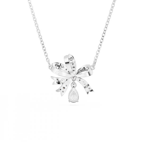 Colar Swarovski Volta Laço Pequeno Branco Lacado a Ródio