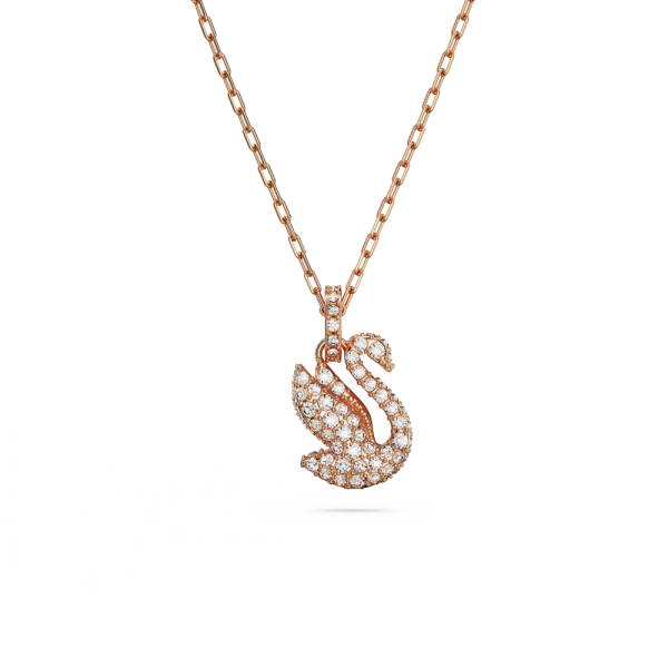 Pingente Swarovski Iconic Swan Cisne Pequeno Branco Lacado a Rosa Dourado