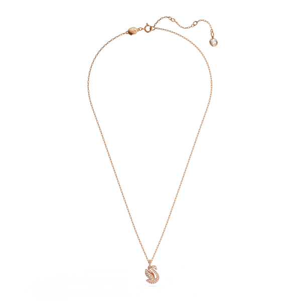 Pingente Swarovski Iconic Swan Cisne Pequeno Branco Lacado a Rosa Dourado