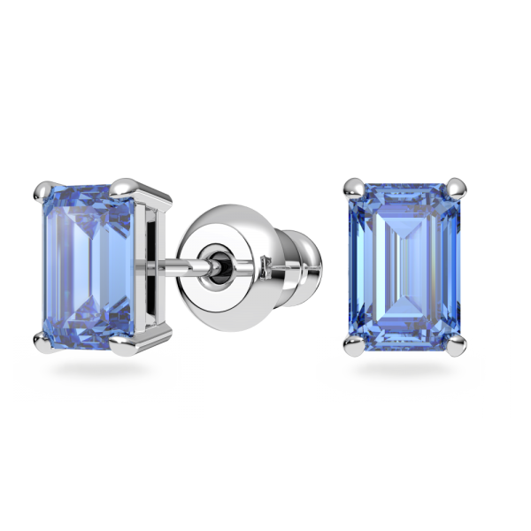 Conjunto Swarovski Millenia Lapidação Octogonal Azul Lacado a Ródio