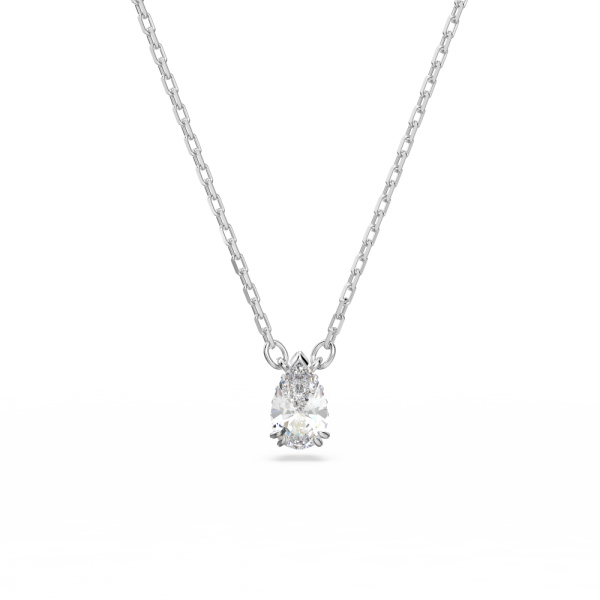 Pingente Swarovski Millenia Lapidação Pera Branco Lacado a Ródio
