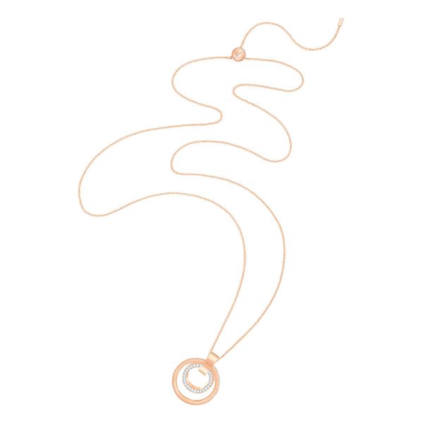 Colar Swarovski Hollow Medio Branco Banhado Rosa Dourado