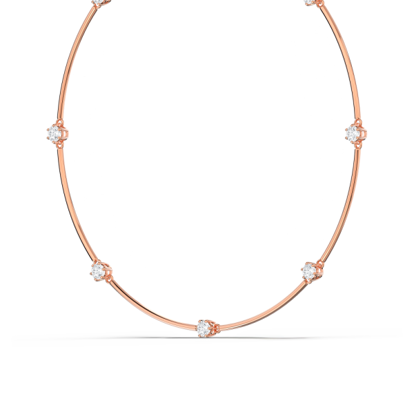 Colar Swarovski Constella Lapidação Redonda Branco Lacado a Rosa Dourado