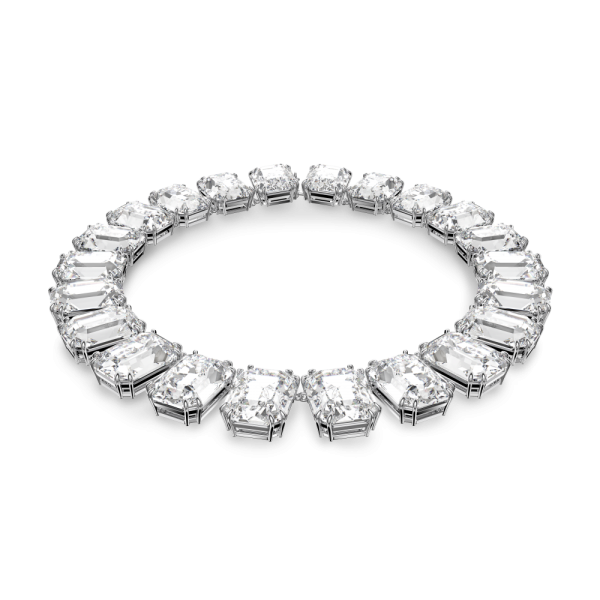 Colar Swarovski Millenia Lapidação Octogonal Branco Lacado a Ródio
