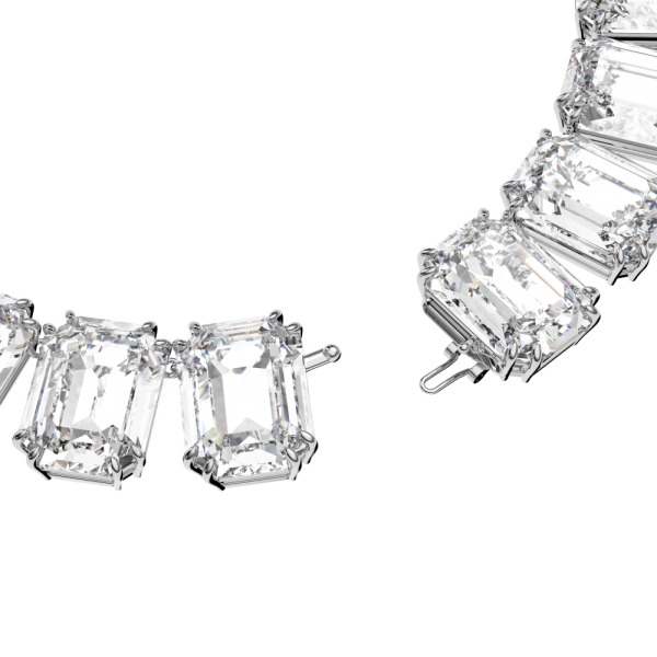 Colar Swarovski Millenia Lapidação Octogonal Branco Lacado a Ródio