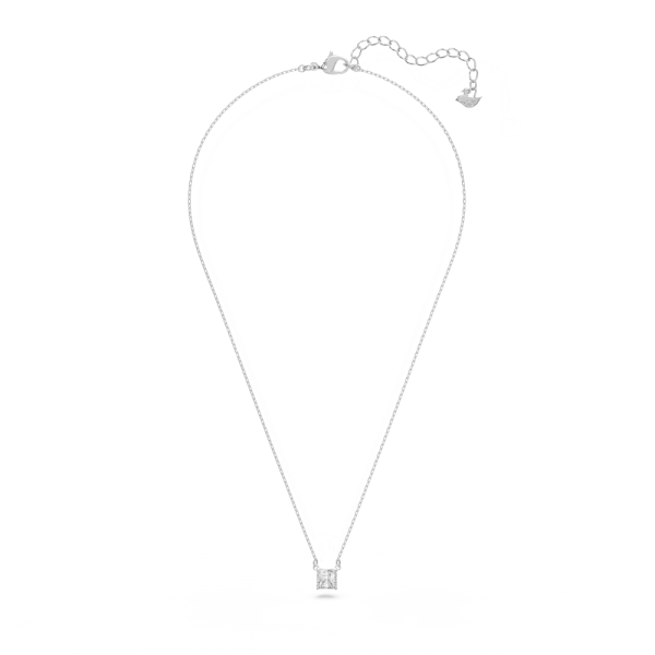 Colar Swarovski Attract Lapidação Quadrada Branco Lacado a Ródio