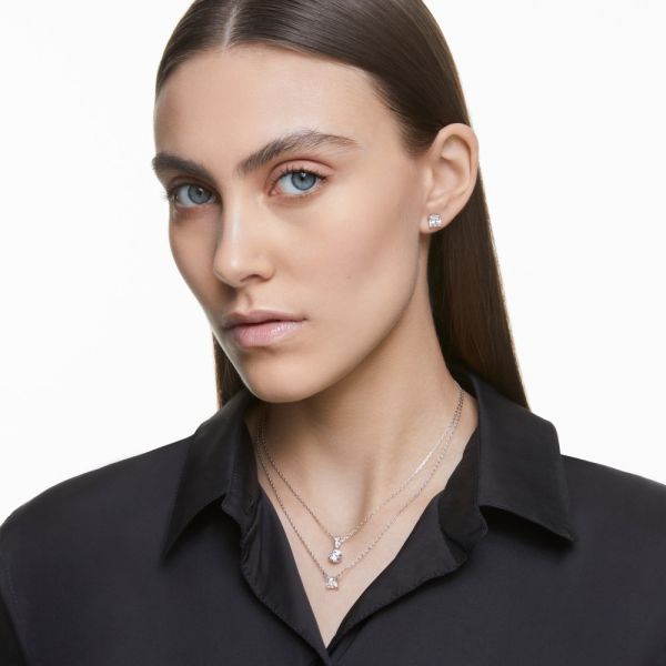 Colar Swarovski Attract Lapidação Quadrada Branco Lacado a Ródio