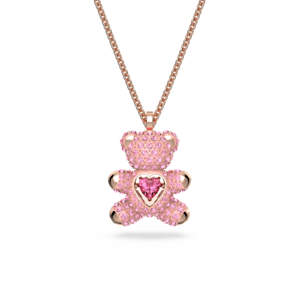 Pingente Swarovski Teddy Urso Rosa Lacado a Rosa Dourado