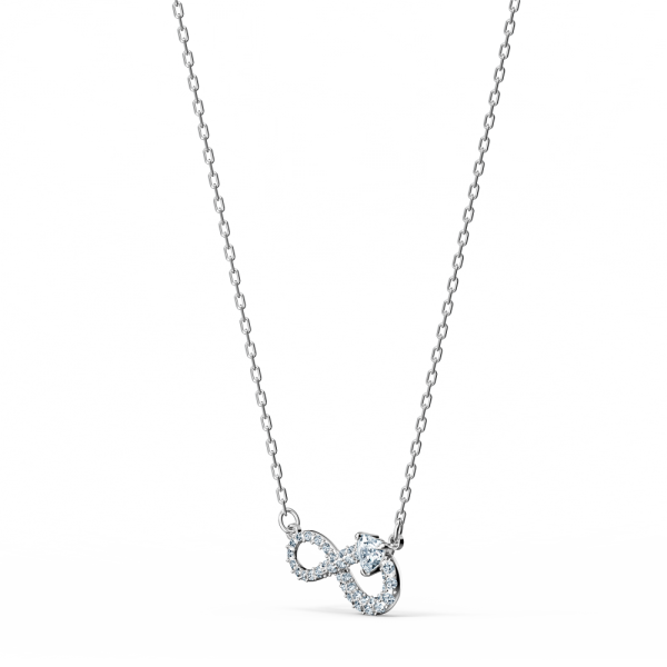 Colar Swarovski Infinity Infinity Branco Lacado a Ródio
