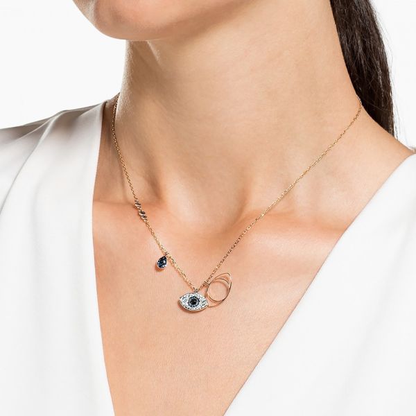 Pingente Swarovski Symbolic Olho Grego Azul Acabamento de Combinação de Metais