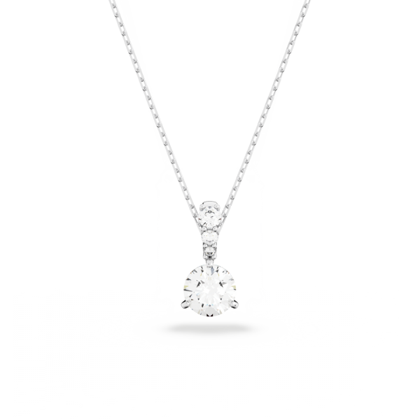 Pingente Swarovski Solitaire Lapidação Redonda Branco Lacado a Ródio