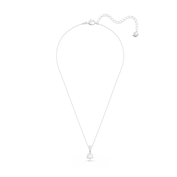 Pingente Swarovski Solitaire Lapidação Redonda Branco Lacado a Ródio