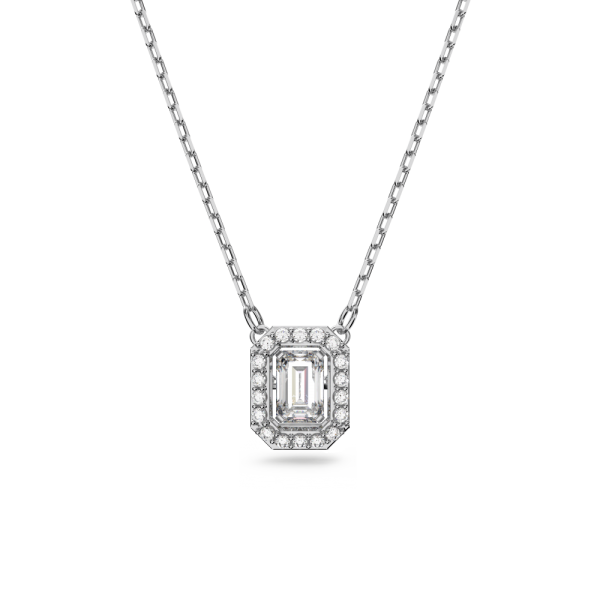 Colar Swarovski Millenia Lapidação Octogonal Branco Lacado a Ródio