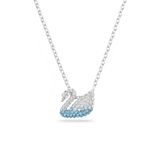 Pingente Swarovski Iconic Swan Cisne Pequeno Azul Lacado a Ródio