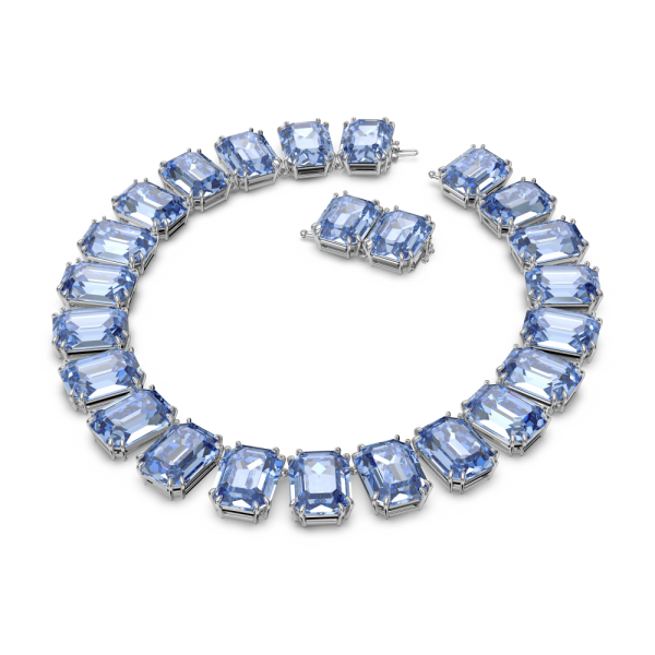 Colar Swarovski Millenia Lapidação Octogonal Azul Lacado a Ródio