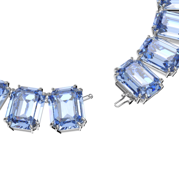 Colar Swarovski Millenia Lapidação Octogonal Azul Lacado a Ródio