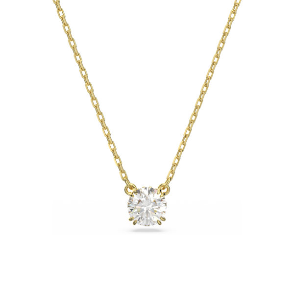 Pingente Swarovski Constella Lapidação Redonda Branco Lacado a Dourado