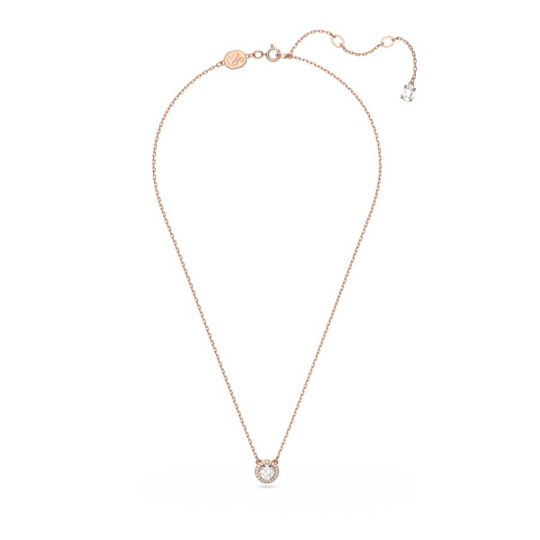 Pingente Swarovski Constella Lapidação Redonda Pavé Branco Lacado a Rosa Dourado