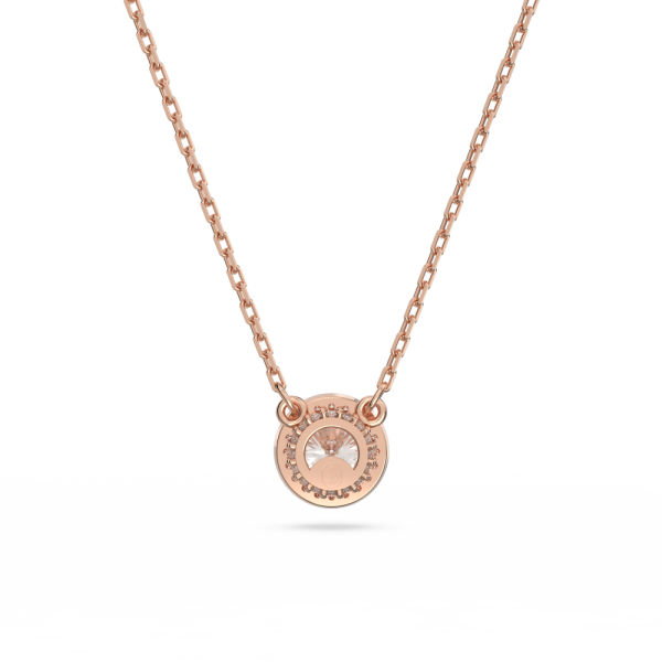 Pingente Swarovski Constella Lapidação Redonda Pavé Branco Lacado a Rosa Dourado