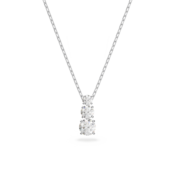 Pingente Swarovski Attract Trilogy Lapidação Redonda Branco Lacado a Ródio