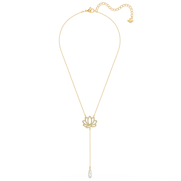 Colar Swarovski Symbolic Lótus Branco Lacado a Dourado
