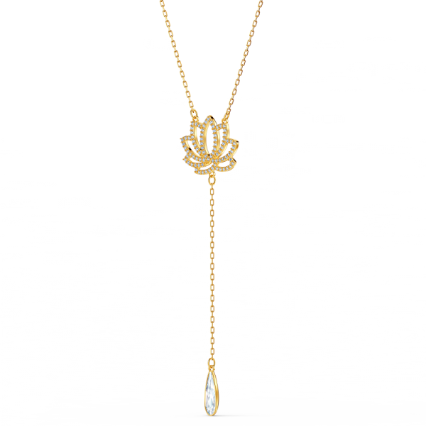 Colar Swarovski Symbolic Lótus Branco Lacado a Dourado