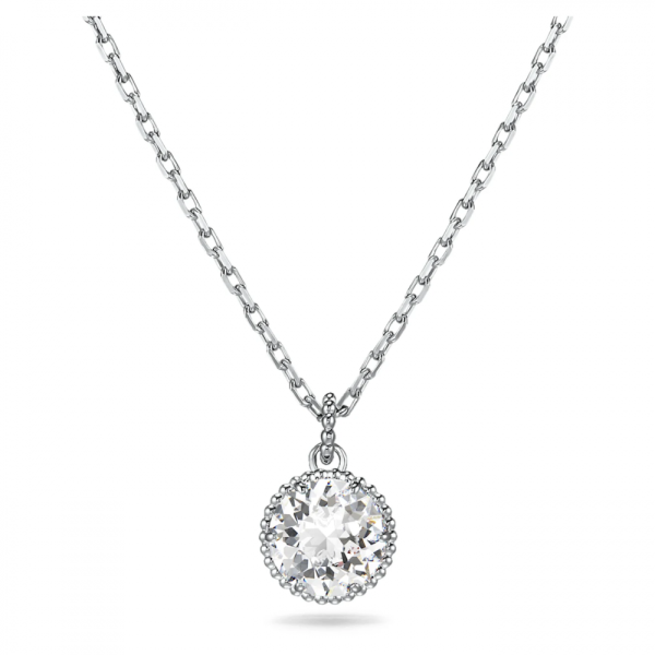 Pingente Swarovski Birthstone Lapidação Redonda Abril Branco Lacado a Ródio