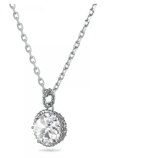 Pingente Swarovski Birthstone Lapidação Redonda Abril Branco Lacado a Ródio