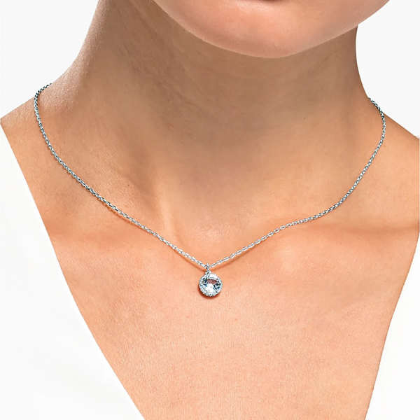 Pingente Swarovski Birthstone Lapidação Redonda Abril Branco Lacado a Ródio