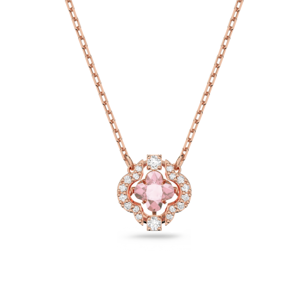 Colar Swarovski Sparkling Dance Trevo de Quatro Folhas Rosa Lacado a Rosa Dourado