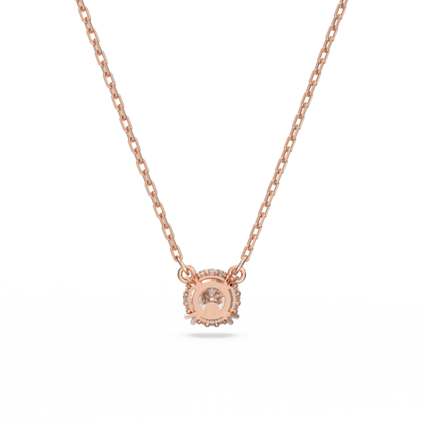 Pingente Swarovski Constella Lapidação Redonda Branco Lacado a Rosa Dourado