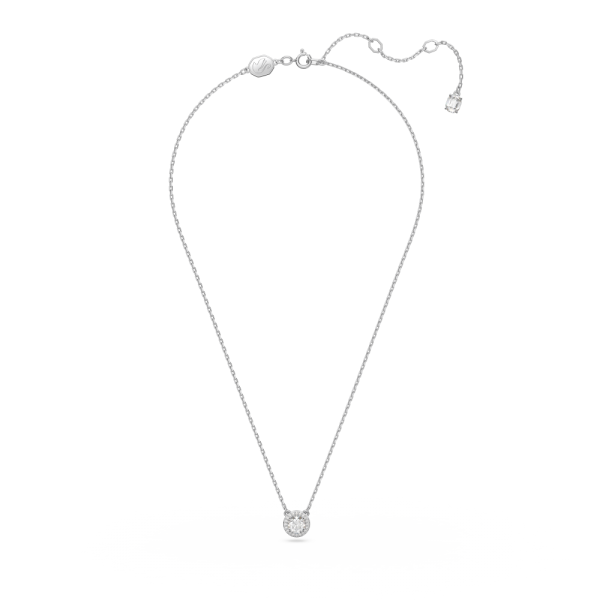 Pingente Swarovski Constella Lapidação Redonda Pavé Branco Lacado a Ródio