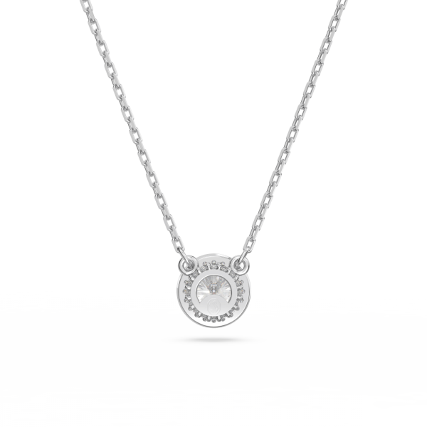 Pingente Swarovski Constella Lapidação Redonda Pavé Branco Lacado a Ródio