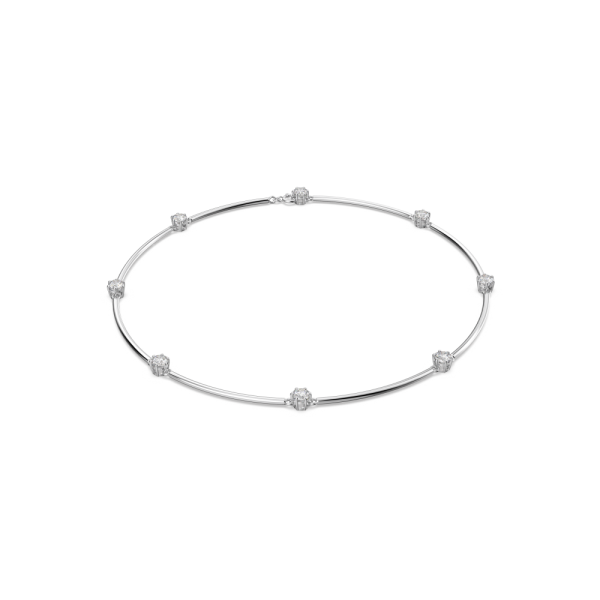 Colar Swarovski Constella Lapidação Redonda Branco Lacado a Ródio