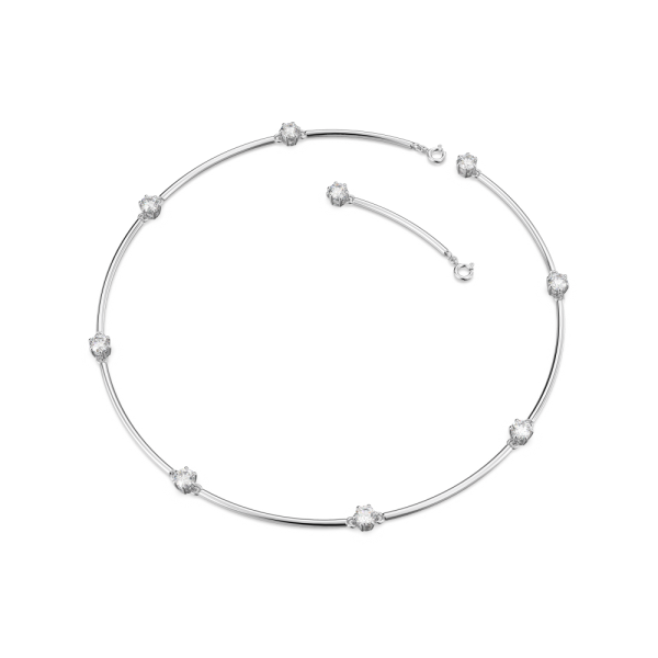 Colar Swarovski Constella Lapidação Redonda Branco Lacado a Ródio