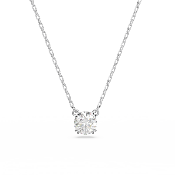 Pingente Swarovski Constella Lapidação Redonda Branco Lacado a Ródio