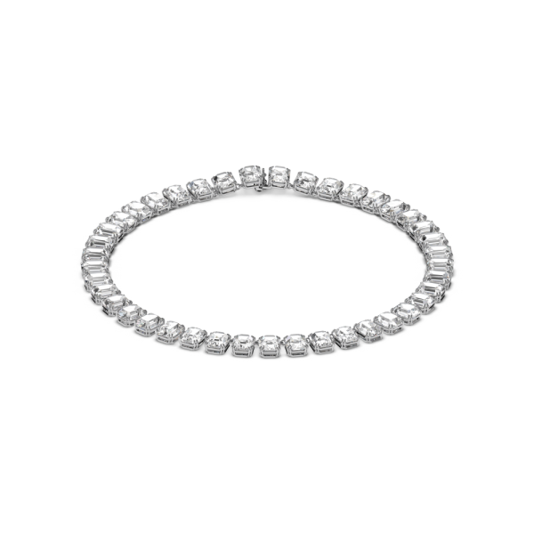 Colar Swarovski Millenia Lapidação Octogonal Branco Lacado a Ródio