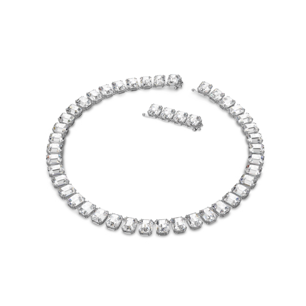 Colar Swarovski Millenia Lapidação Octogonal Branco Lacado a Ródio