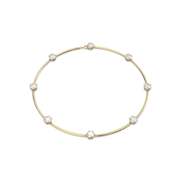 Gargantilha Swarovski Constella Lapidação Redonda Branca Revestido com Tom Dourado Brilhante
